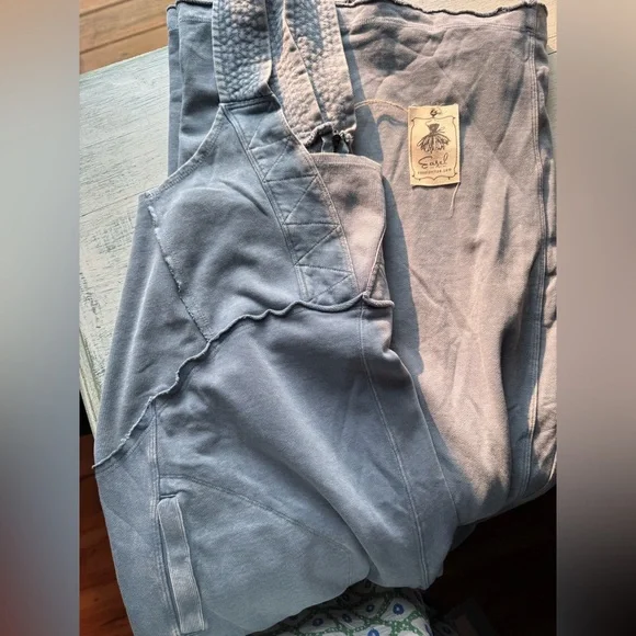 Easel NWT Mineral-Washed Terry Sweat Blue Boho Romper SZ L - Picture 2 of 6